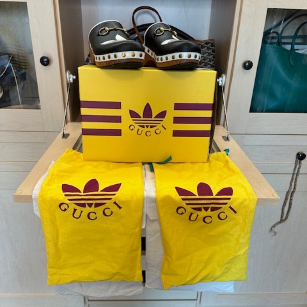 Gucci x Adidas Horse-bit Accent Size 37 Calfskin Clogs/Mules - Picture 2 of 8